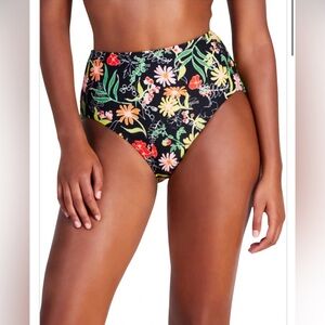 NWT Kate Spade High Waist Bikini Bottom in Rooftop Garden S